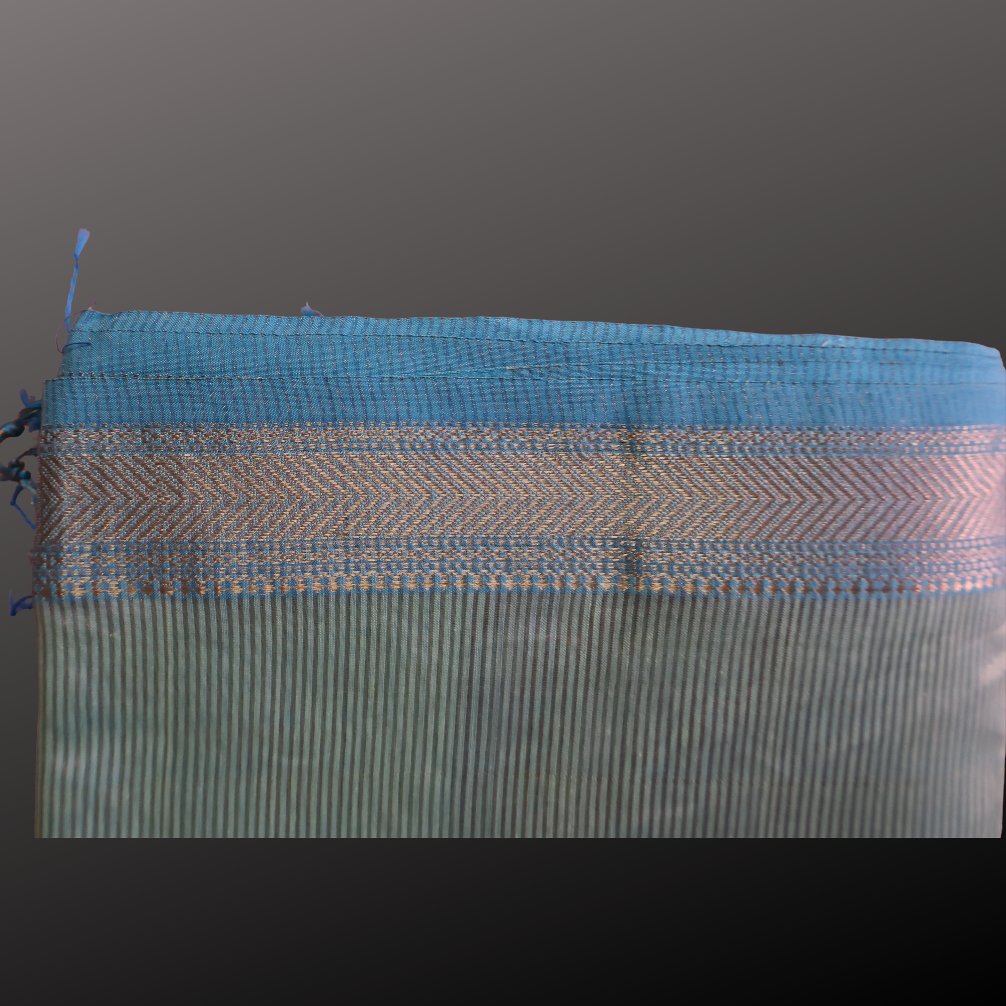 Pale Green Maheshwari Silk Cotton Saree with Sky Blue Border and Subtle Zari Weave