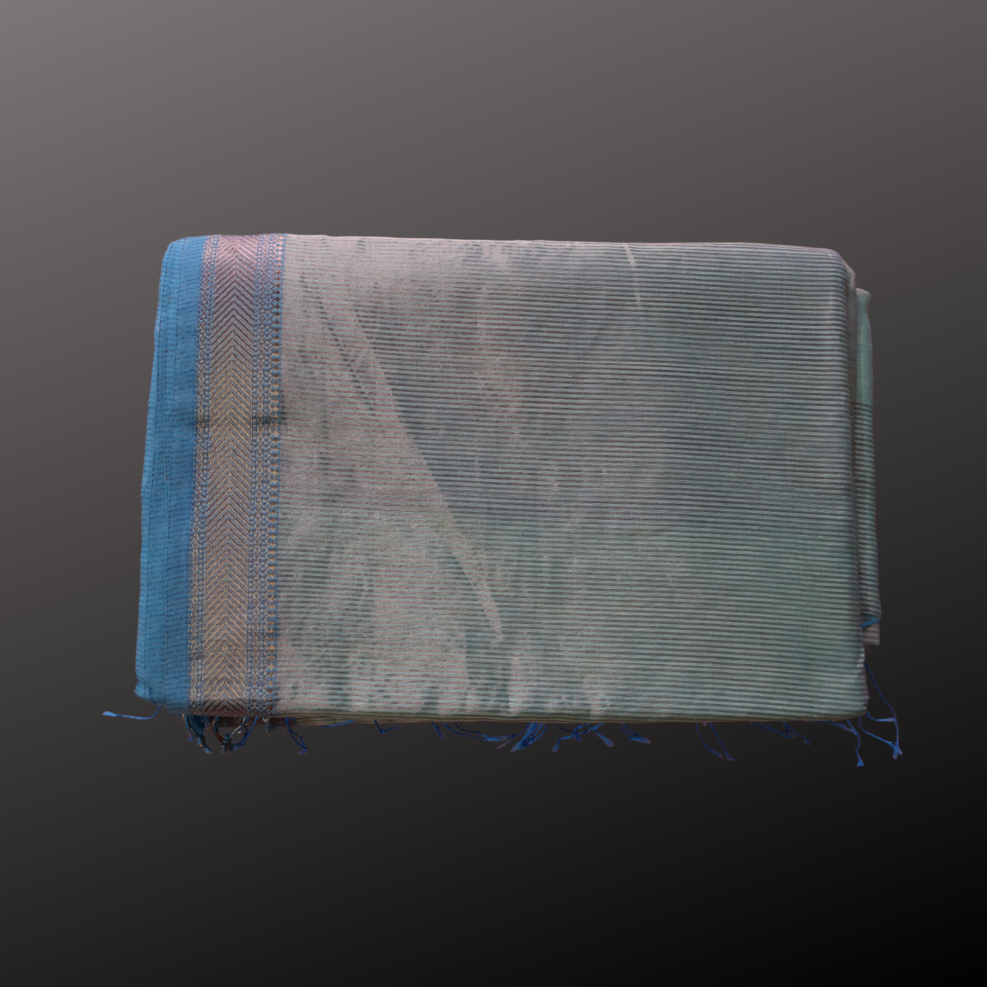 Pale Green Maheshwari Silk Cotton Saree with Sky Blue Border and Subtle Zari Weave