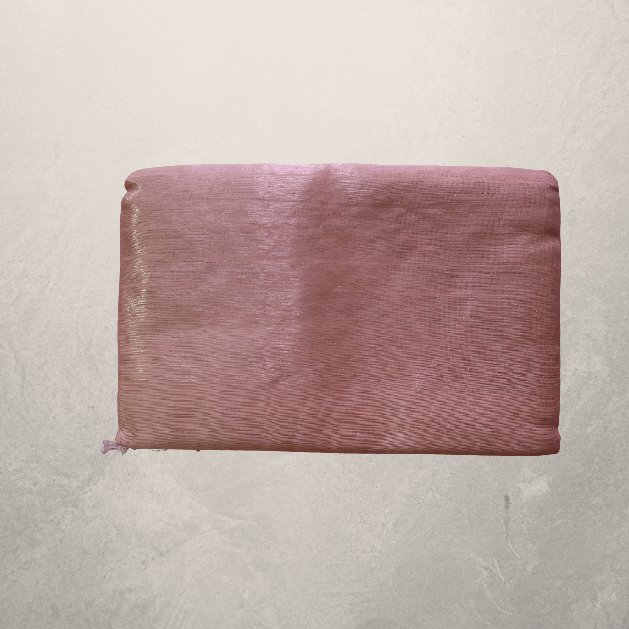 Blush Pink Tissue Maheshwari Silk Cotton Saree with Soft Gold Zari Border