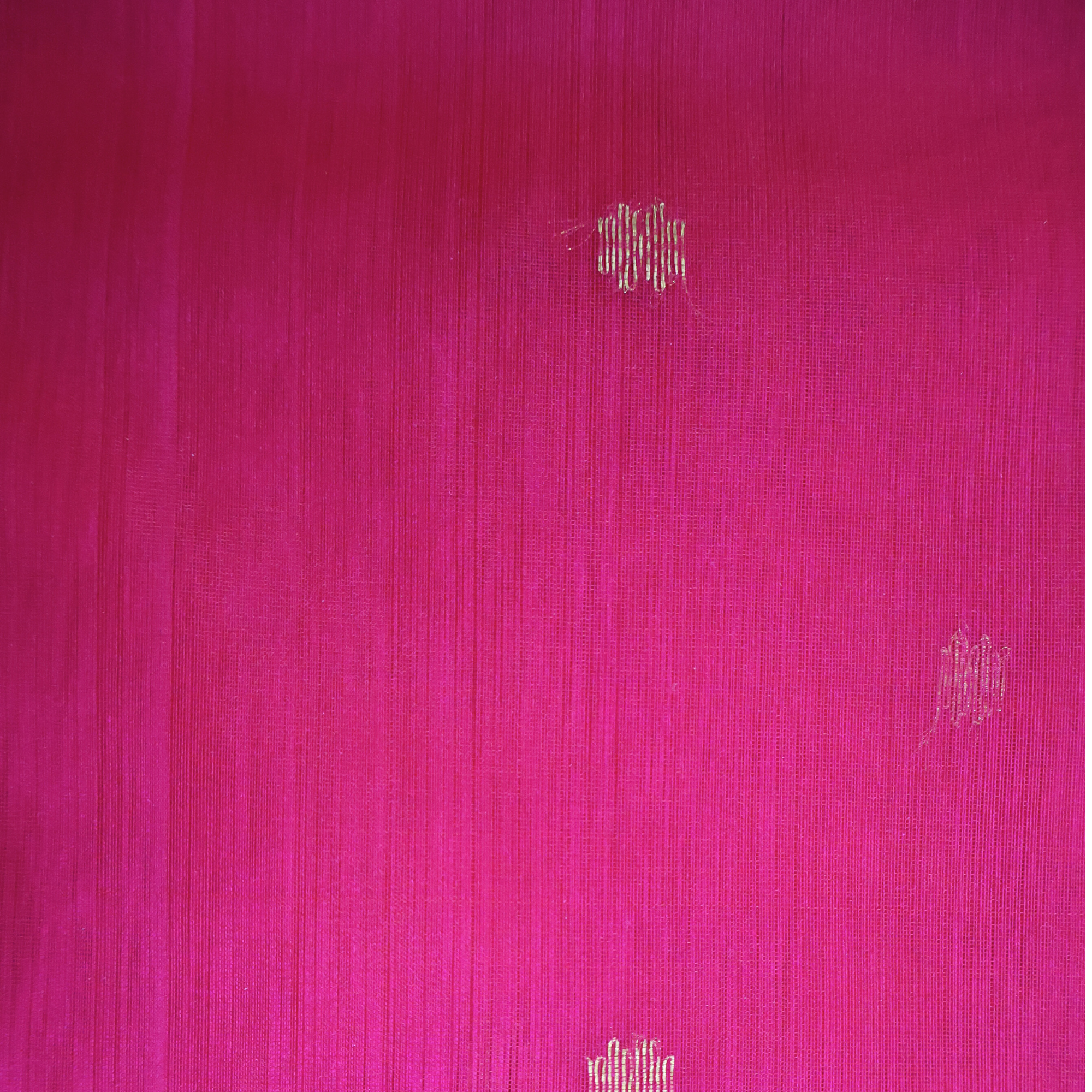 Bright Pink Katan Silk Chanderi Saree with Gold Zari Floral Butti & Classic Border