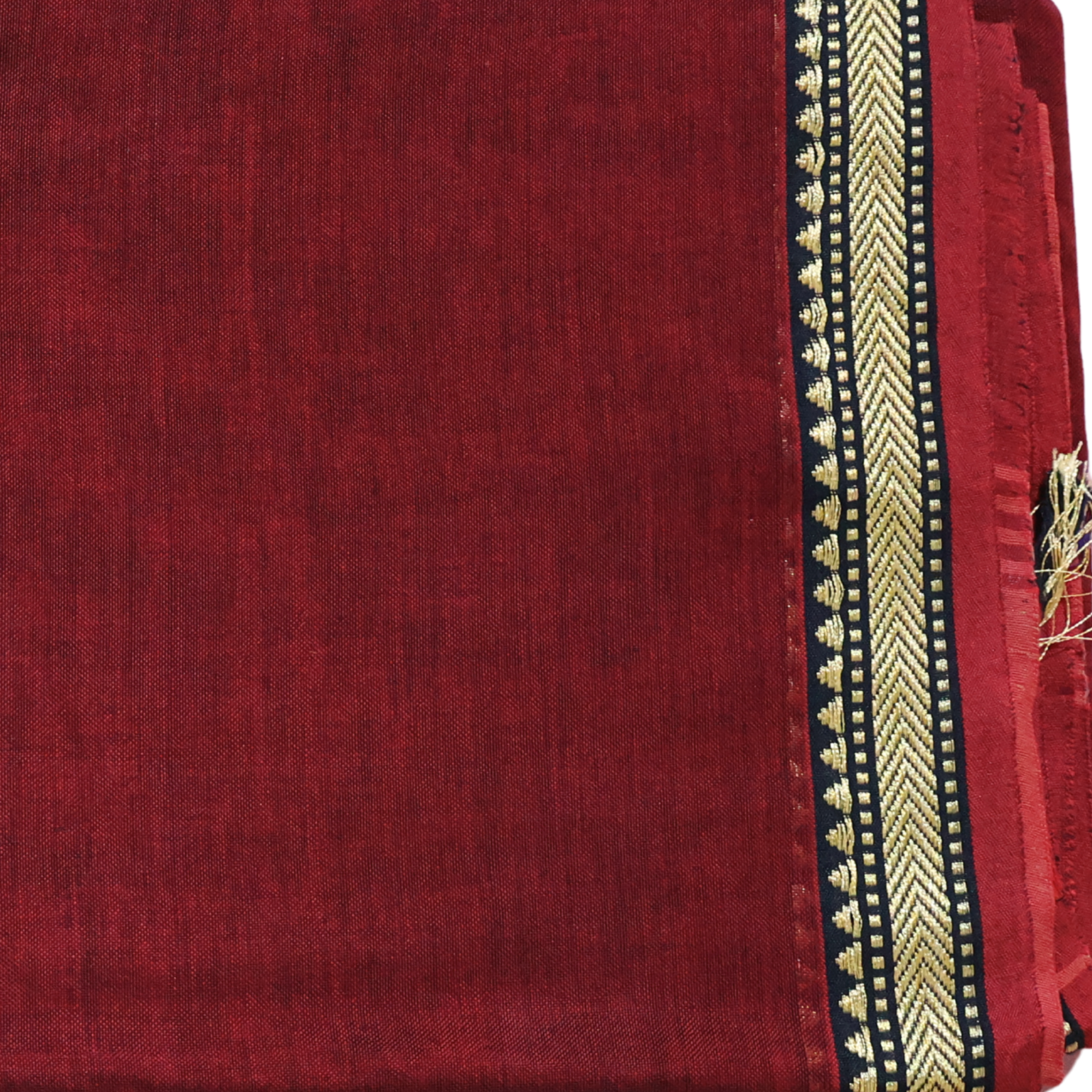 Deep Red Handloom Narayanpet Cotton Saree with Black & Gold Temple Border | Lightweight Traditional Saree