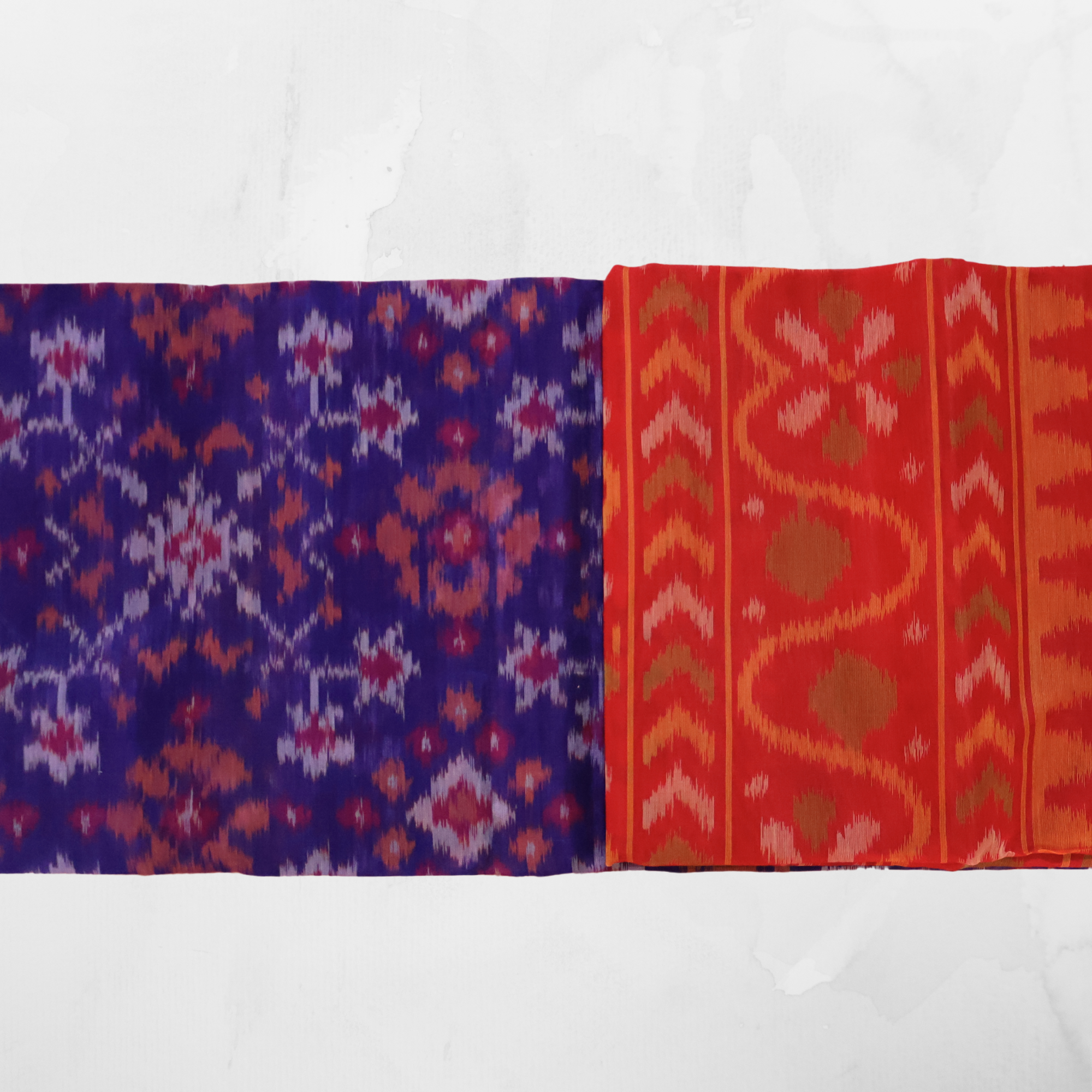 Dark Blue Cotton Silk Pochampally Ikat Saree with Red Zari Border