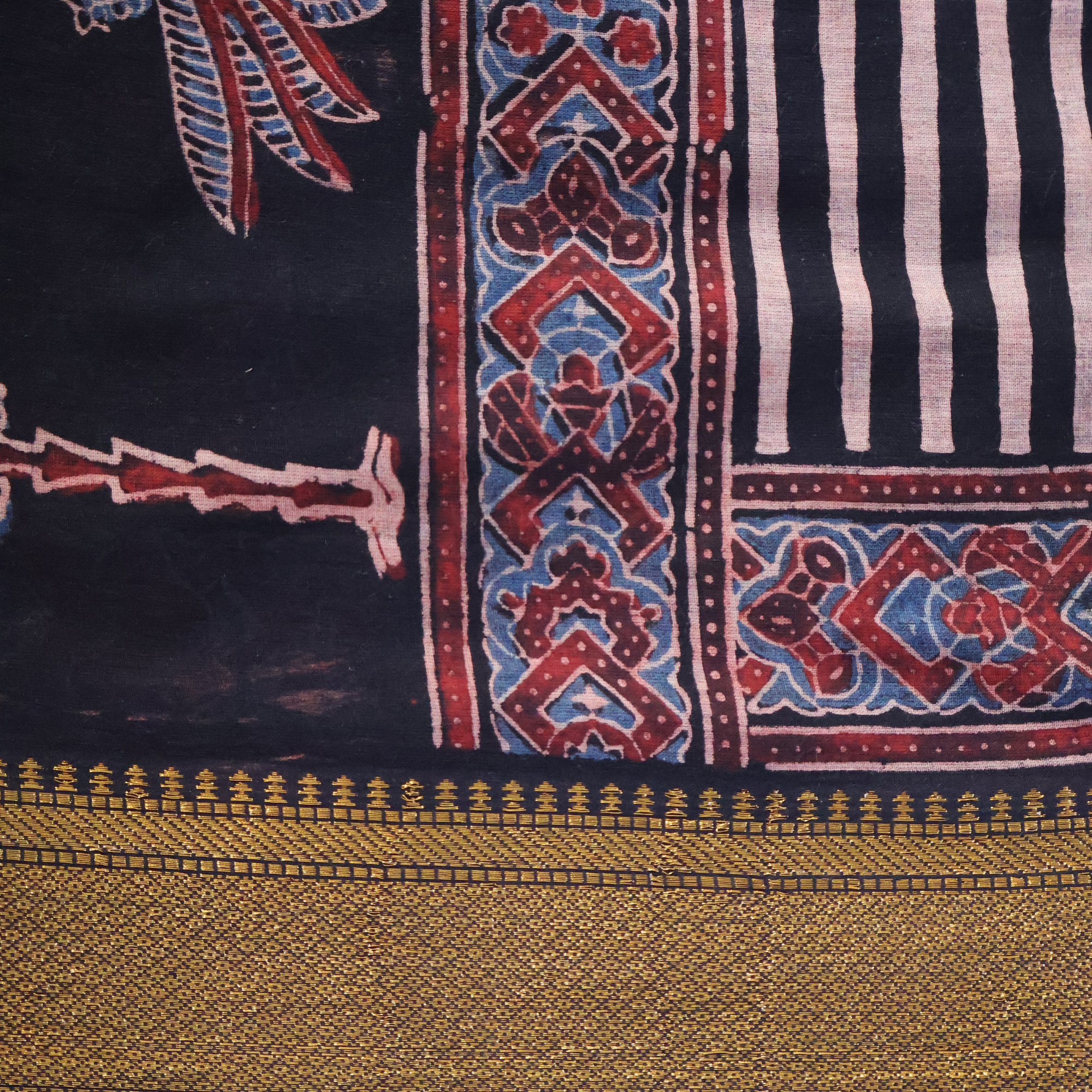 Breathable Ajrakh Cotton Mul Saree for Workwear