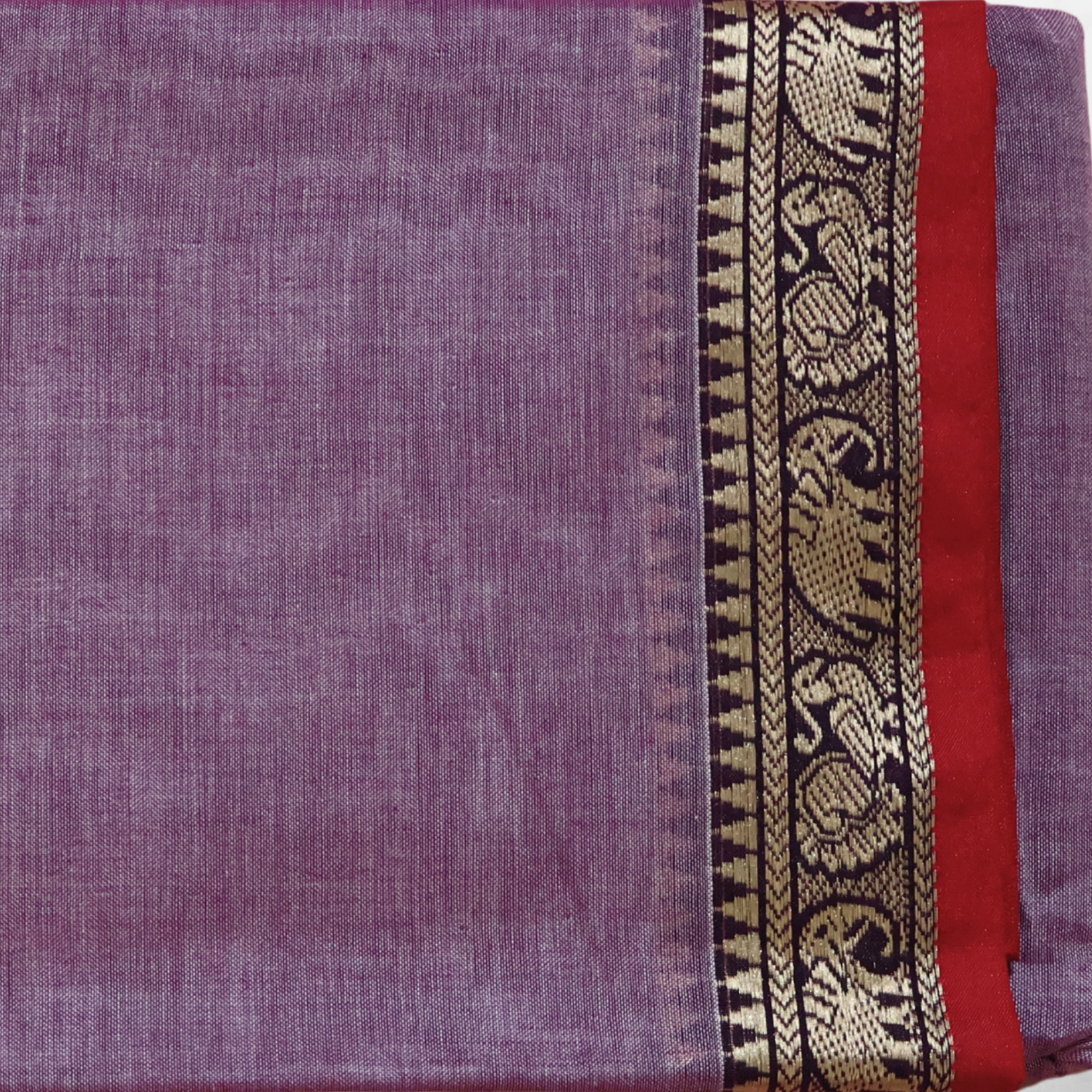 Lavender Narayanpet Cotton Saree with Red Contrast Border | Lightweight Handloom Cotton