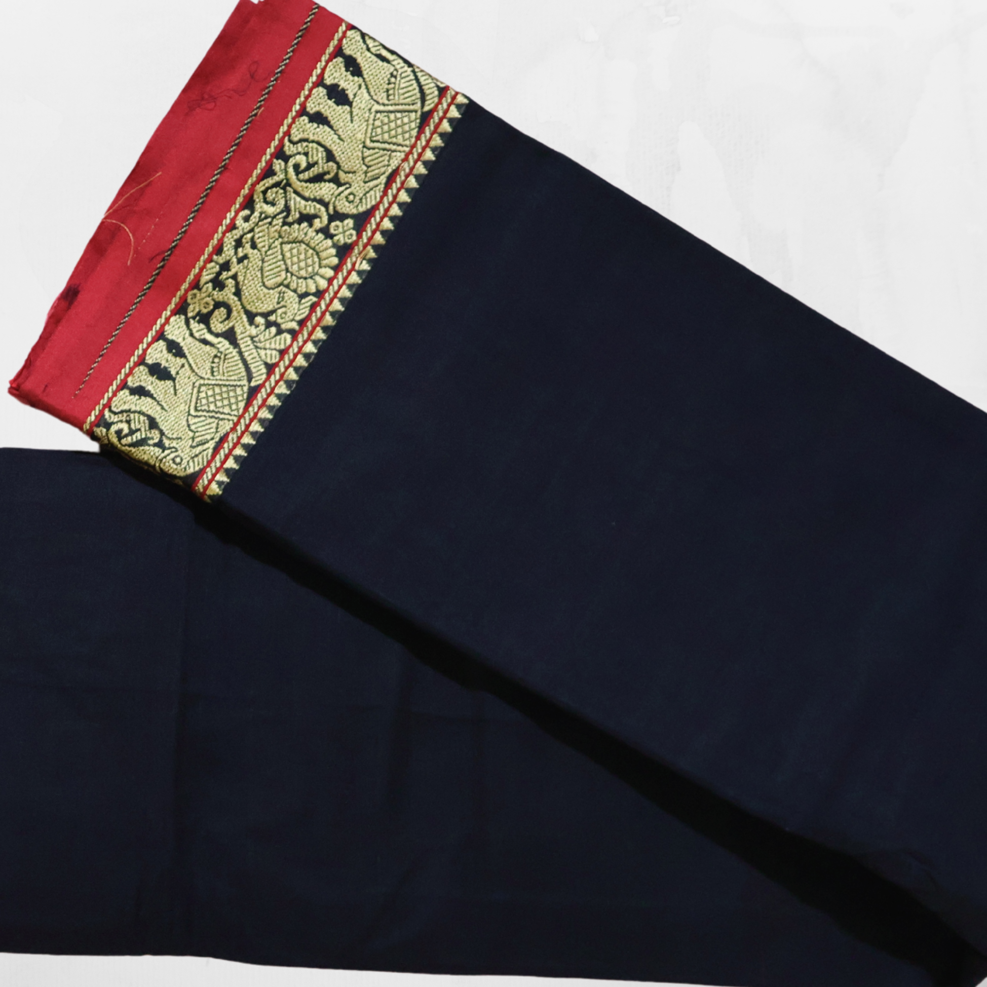 Black Narayanpet Cotton Saree with Red & Gold Contrast Temple Border | Classic Handloom Elegance