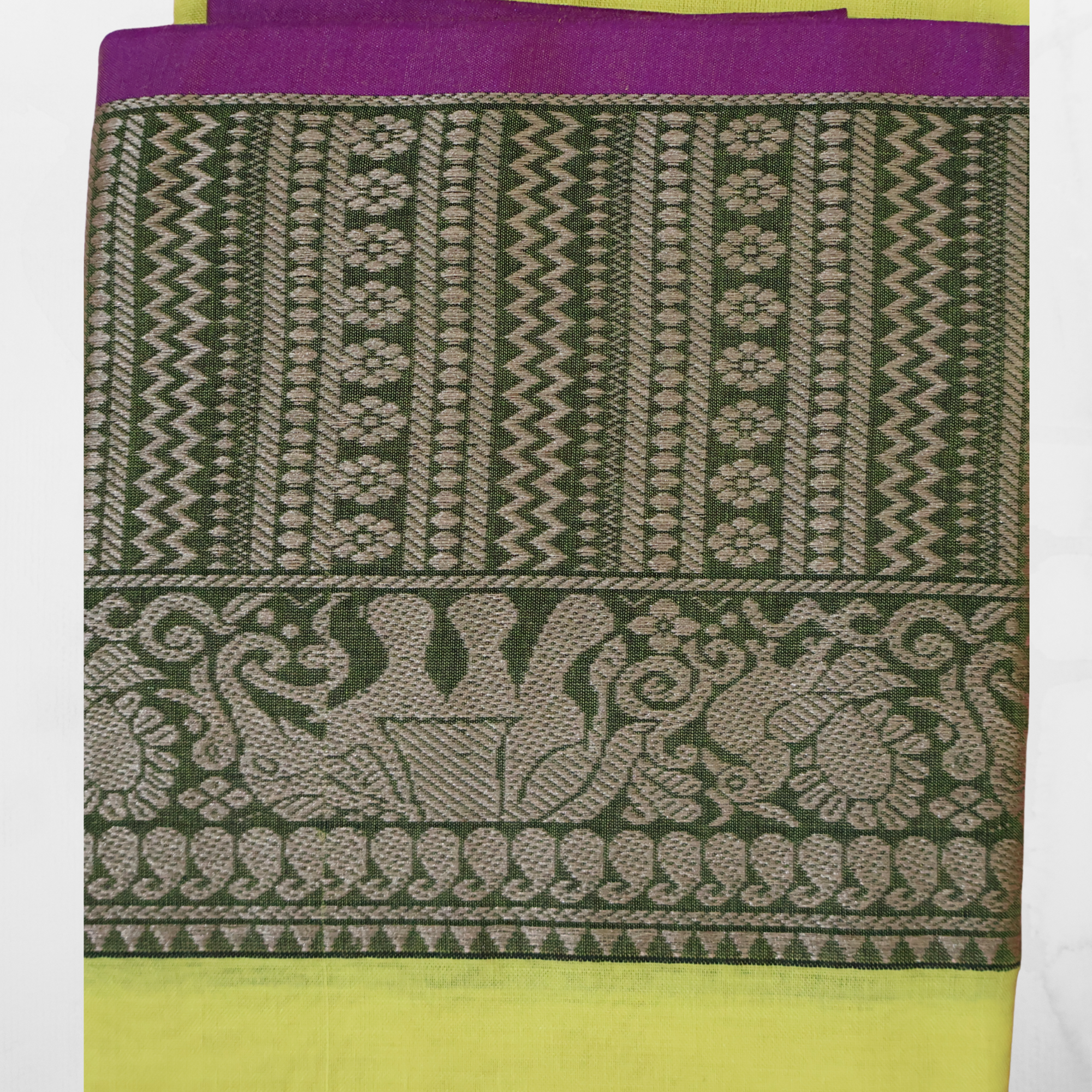 Mustard Yellow Narayanpet Cotton Saree with Contrast Woven Border | Lightweight Handloom Saree