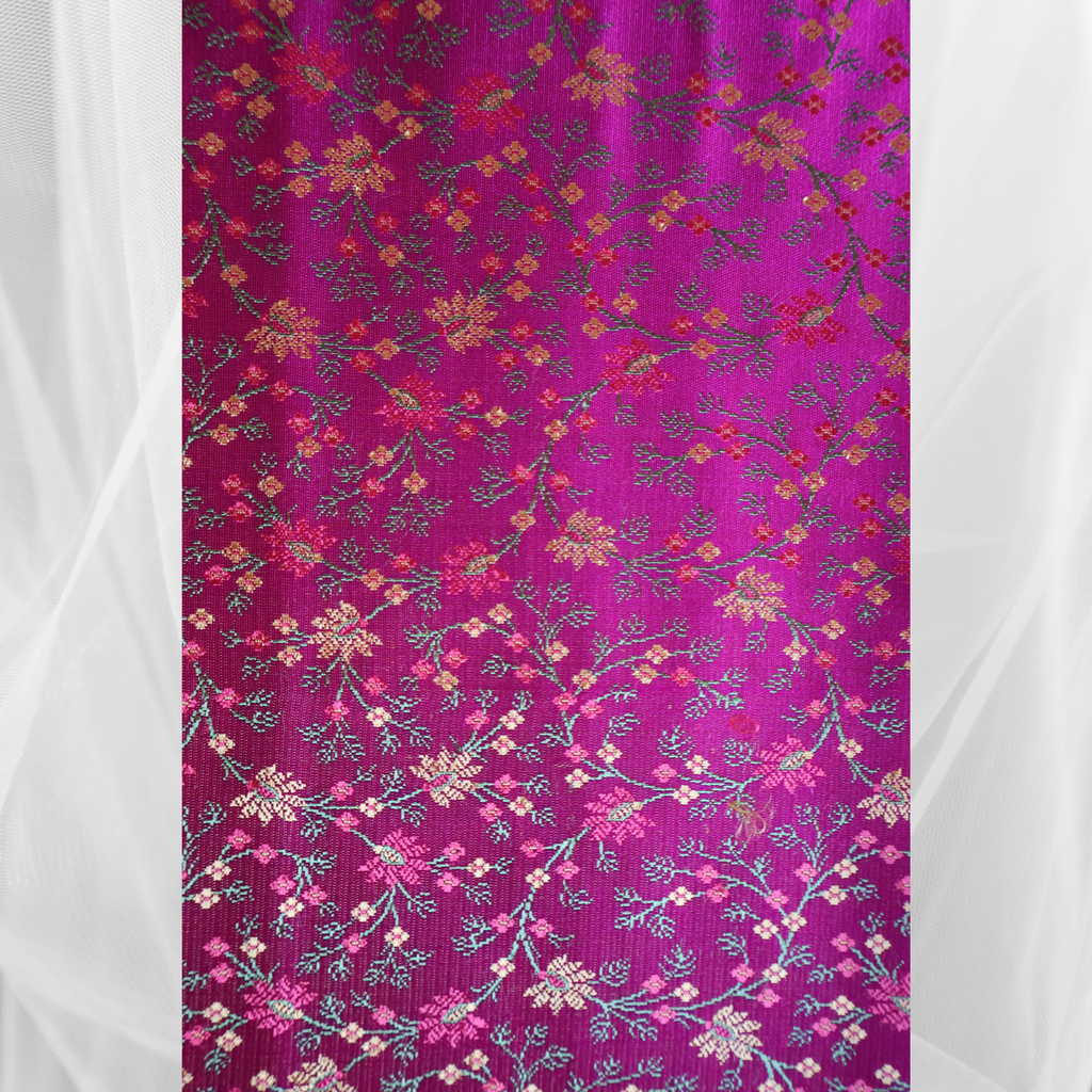 Rani Pink and Emerald Green Banarasi Mashru Silk Saree with Jamawar Motifs