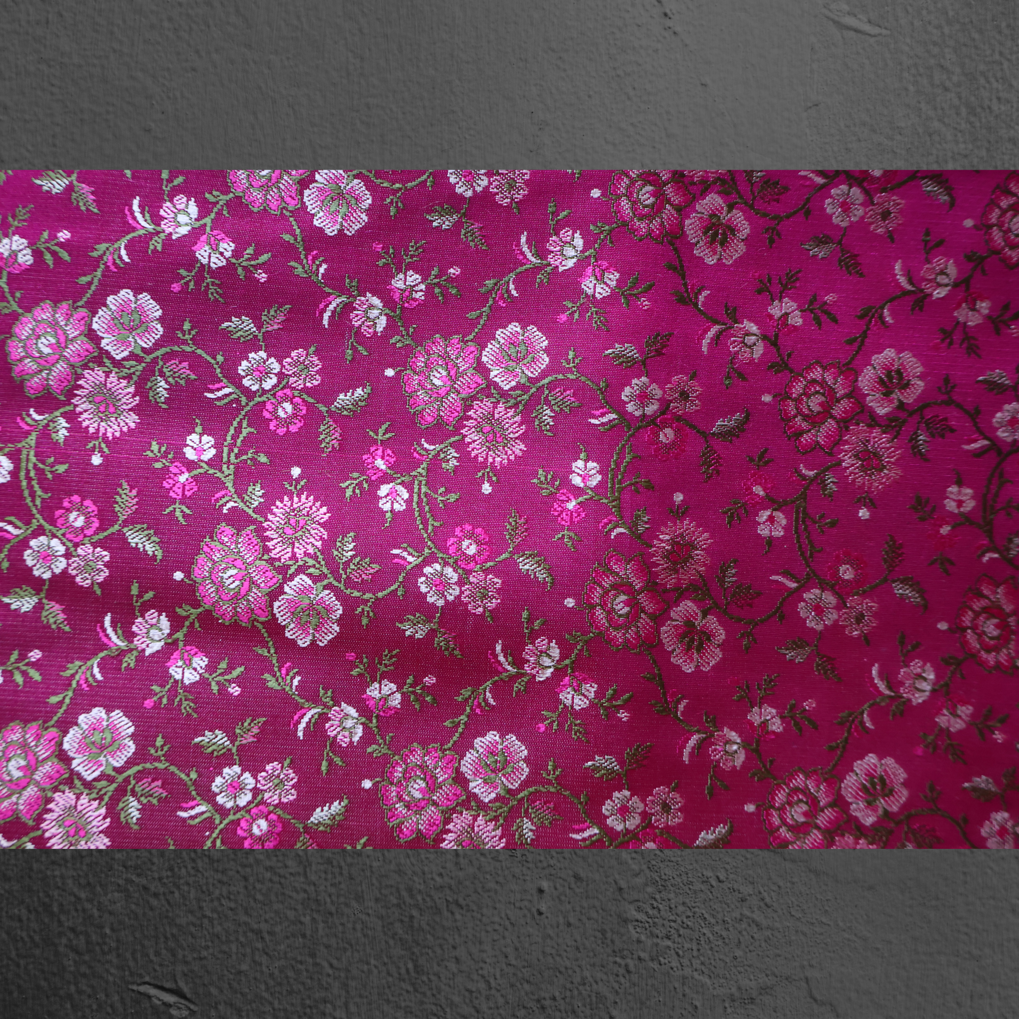 Rani Pink Banarasi Mashru Silk Saree with Delicate Floral Zari Work