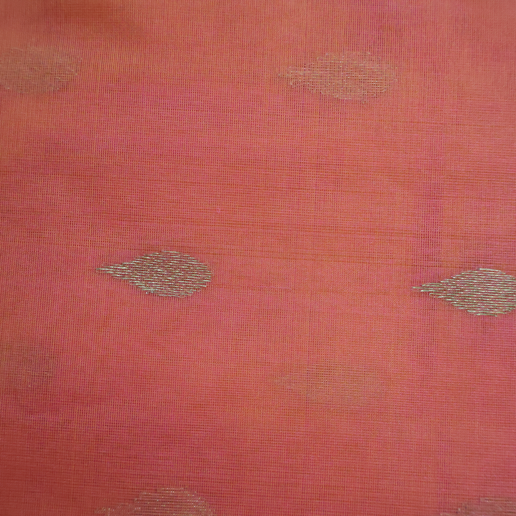 Dual-Tone Orange & Red Katan Silk Chanderi Saree with Nakshi Jaal Border and Silver–Gold Zari Motifs