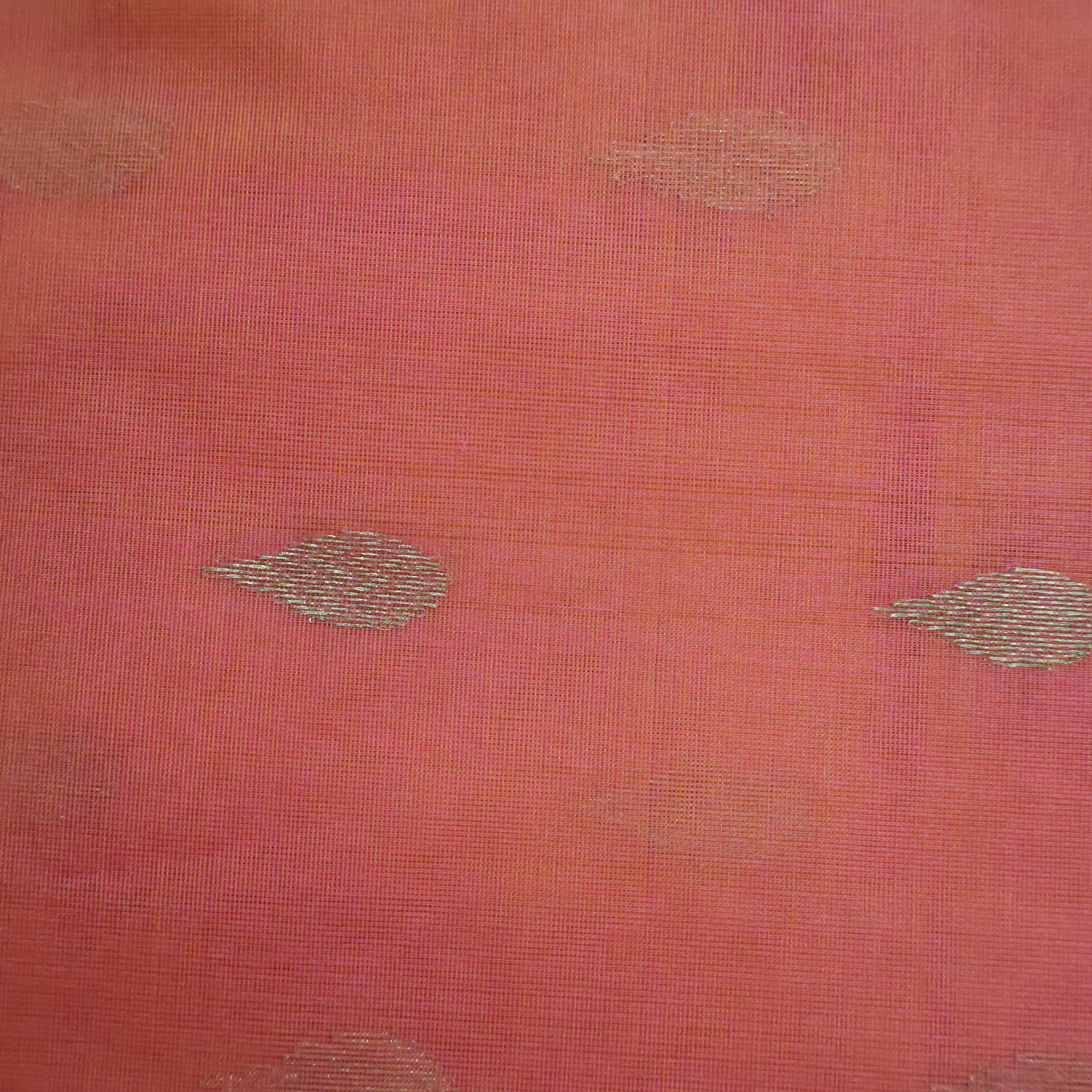 Dual-Tone Orange & Red Katan Silk Chanderi Saree with Nakshi Jaal Border and Silver–Gold Zari Motifs