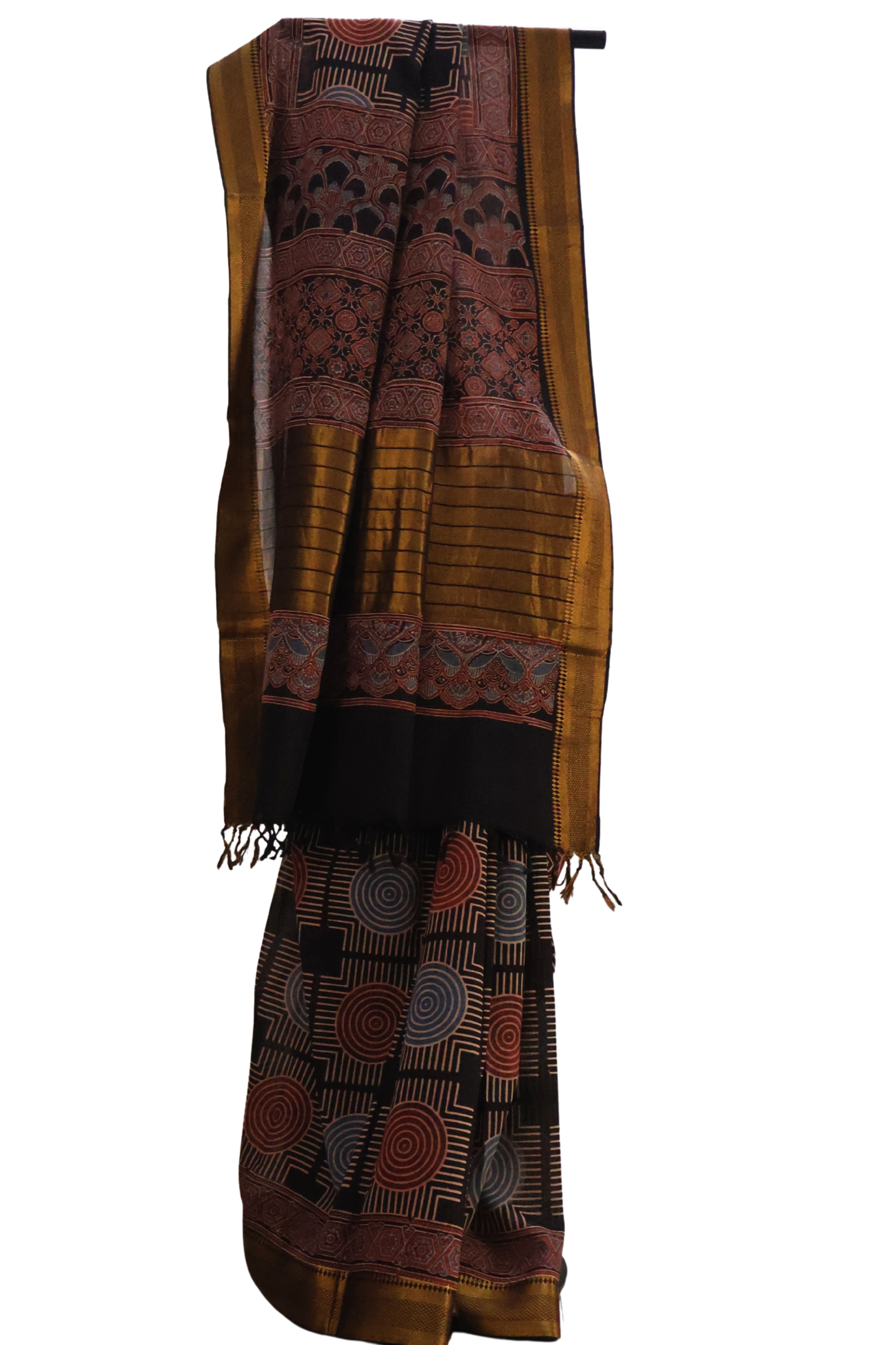 Lightweight Ajrakh Handloom Cotton Saree for Everyday Wear