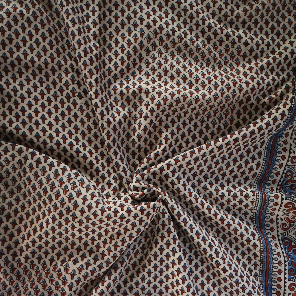 Artisan-Made Ajrakh Hand Block Printed Cotton Saree