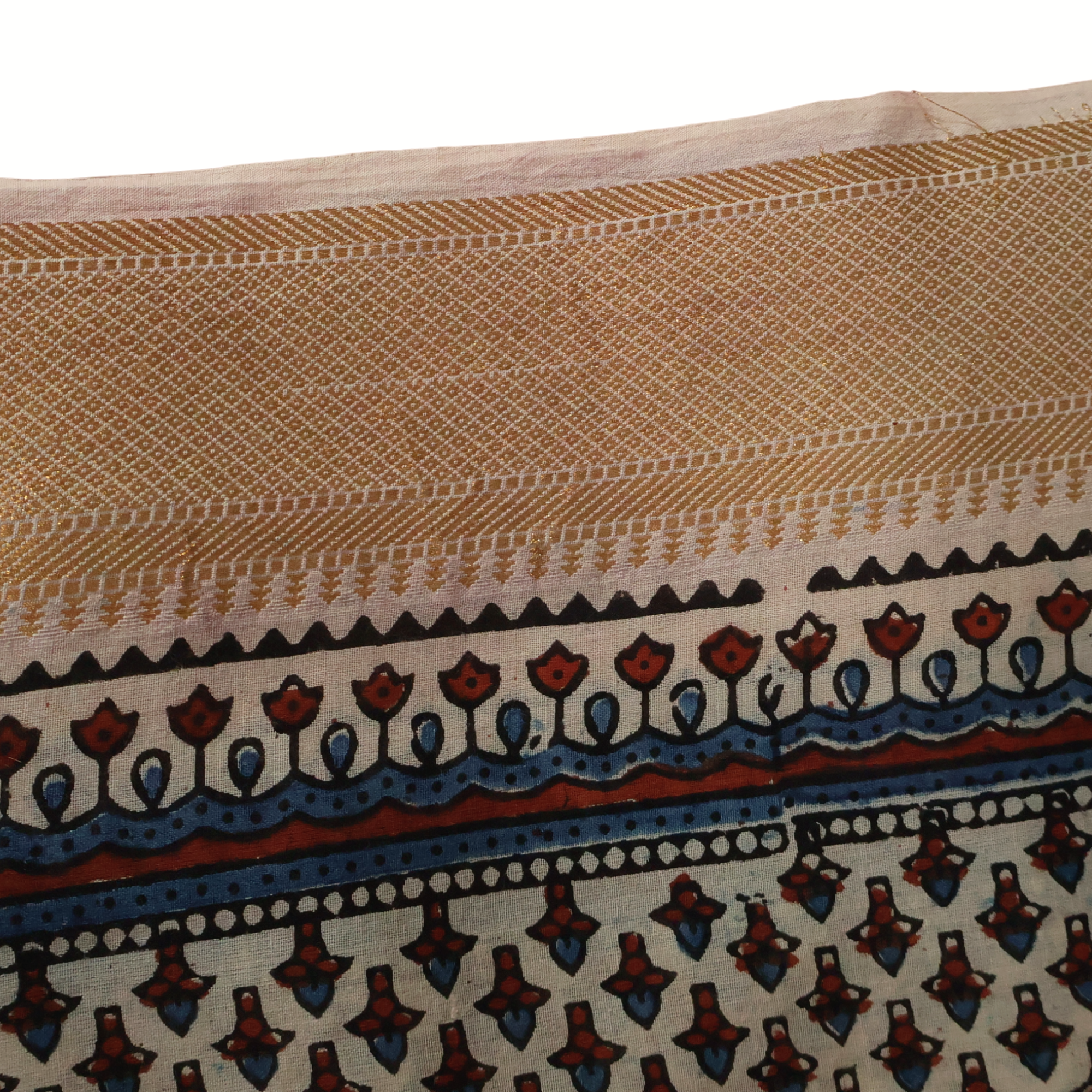 Artisan-Made Ajrakh Hand Block Printed Cotton Saree