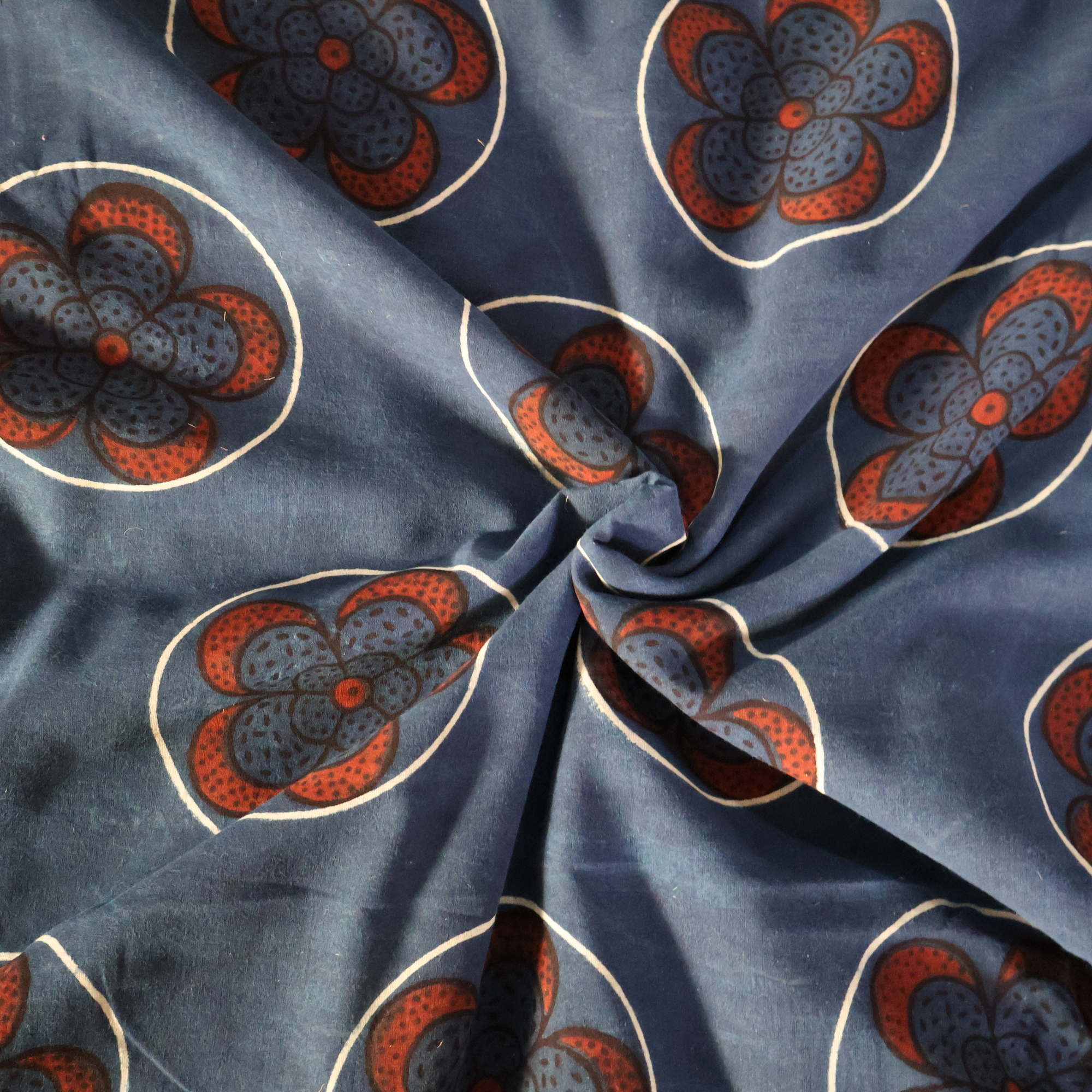 Traditional Ajrakh Cotton Mul Saree with Hand Block Printing
