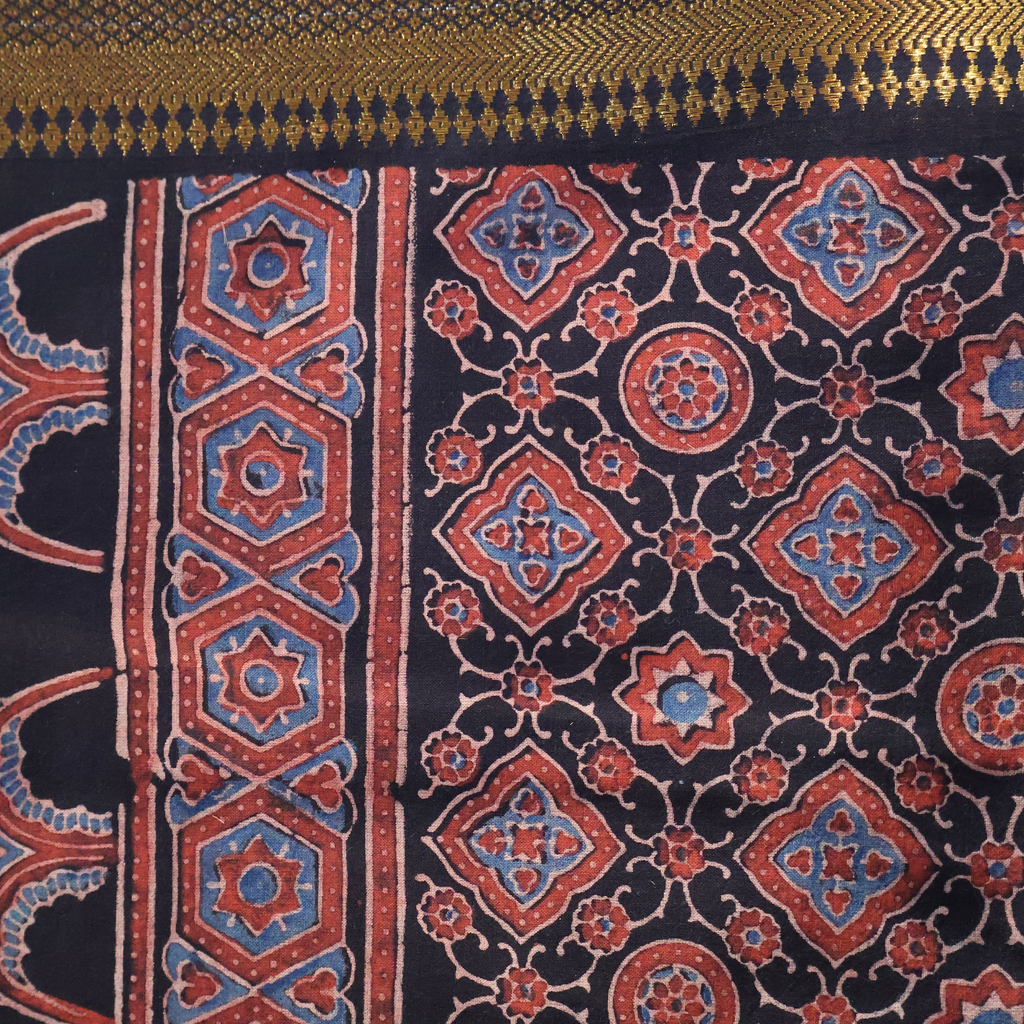 Lightweight Ajrakh Handloom Cotton Saree for Everyday Wear